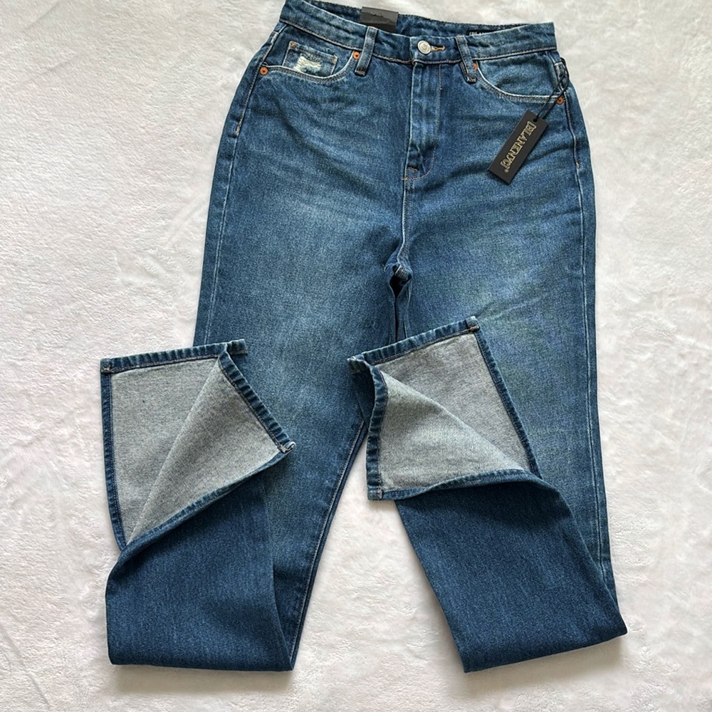 BLANK NYC The Cooper Long Slim Straight Split Hem Jeans--25